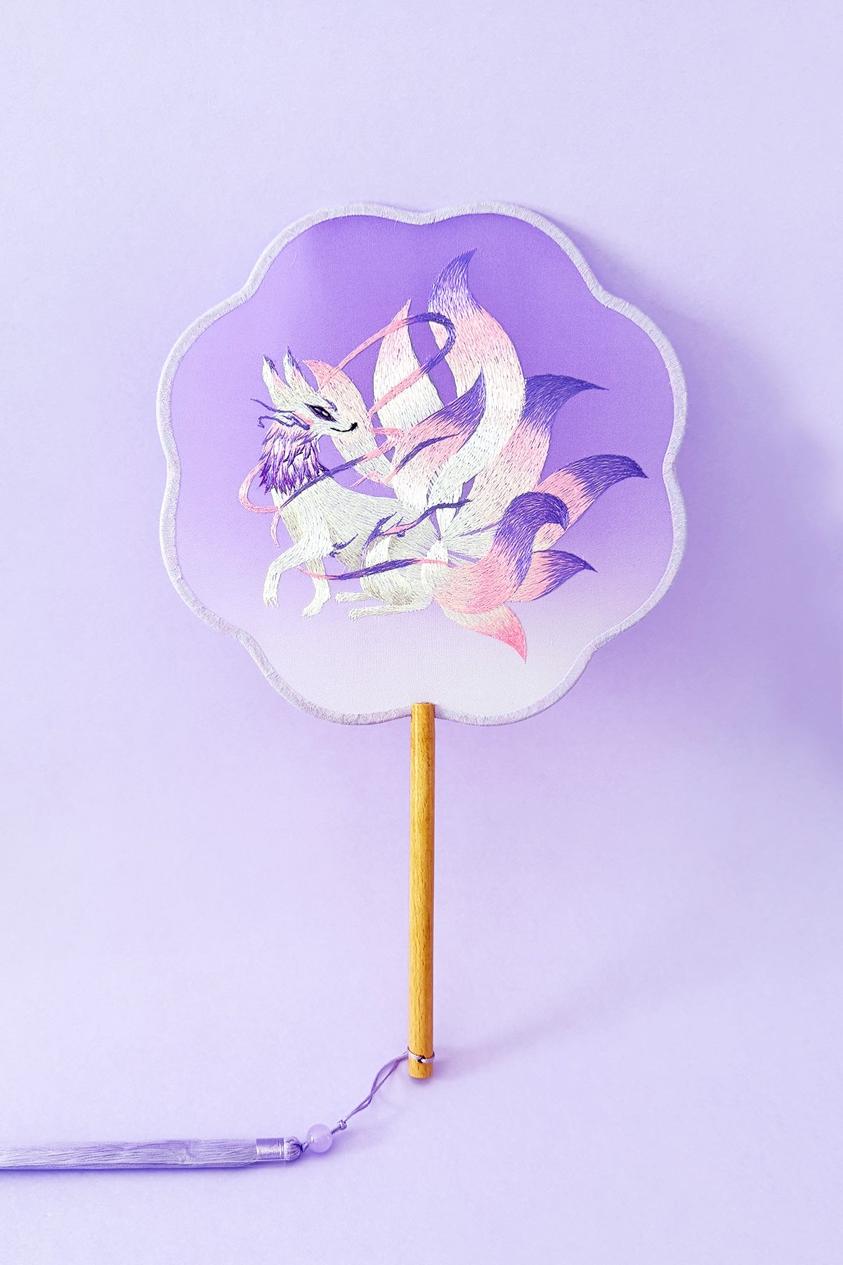 Éventail de soie - En huit pétales - HanWen Shop
