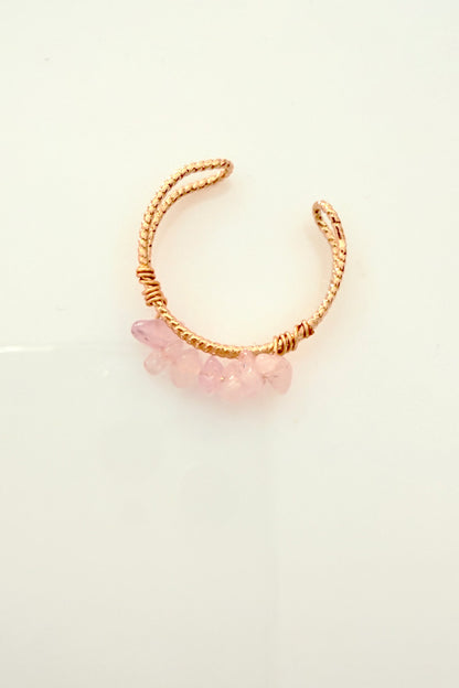 Bague en améthyste naturelle avec fil doré - HanWen Shop
