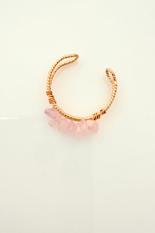 Bague en améthyste naturelle avec fil doré - HanWen Shop