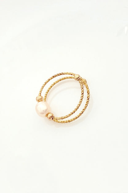 Bague en perles naturelles avec fil doré - HanWen Shop