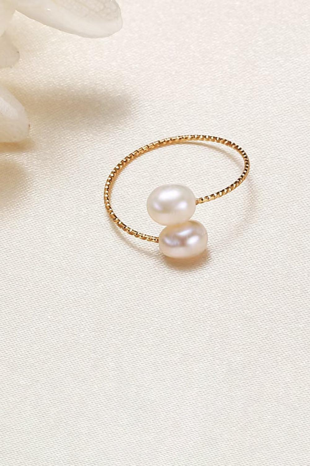 Bague en perles naturelles avec fil doré - HanWen Shop