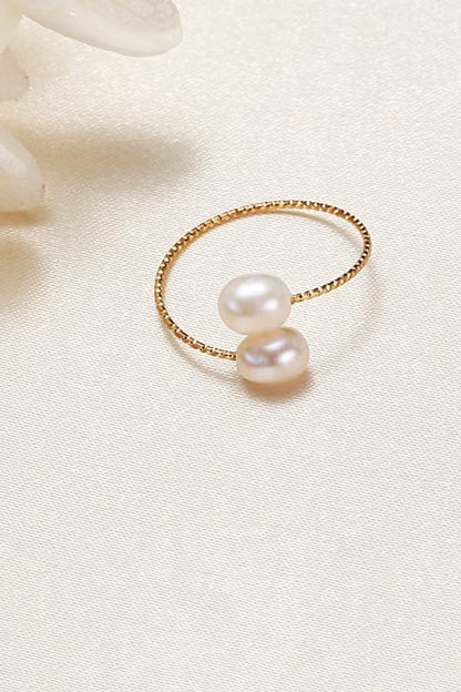 Bague en perles naturelles avec fil doré - HanWen Shop