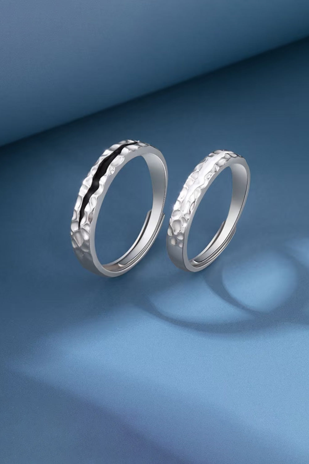 Bagues de Couple en Argent & Émail - Pensées Jour et Nuit - HanWen Shop