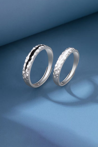 Bagues de Couple en Argent & Émail - Pensées Jour et Nuit - HanWen Shop