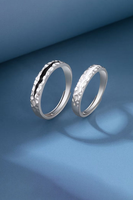 Bagues de Couple en Argent & Émail - Pensées Jour et Nuit - HanWen Shop