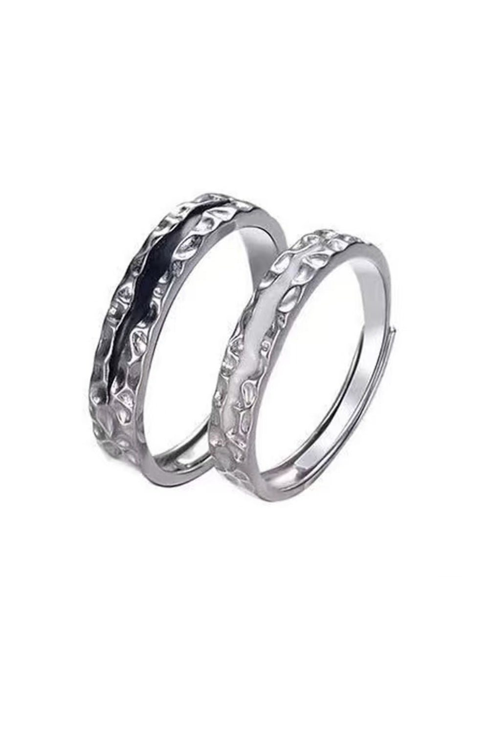 Bagues de Couple en Argent & Émail - Pensées Jour et Nuit - HanWen Shop