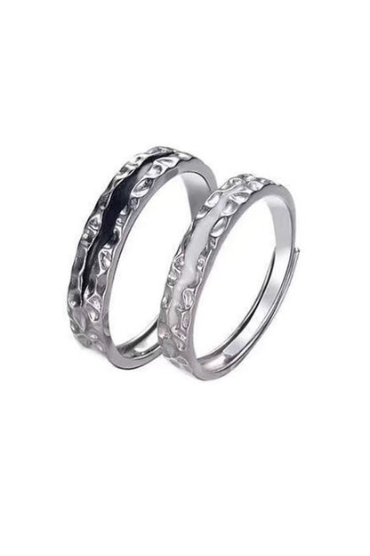 Bagues de Couple en Argent & Émail - Pensées Jour et Nuit - HanWen Shop