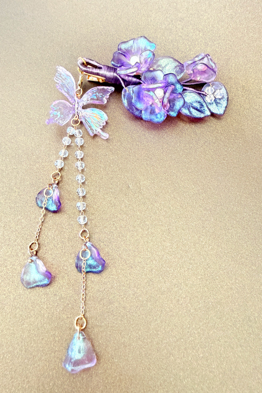 Barrette à cheveux - Papillon irisé violet - HanWen Shop