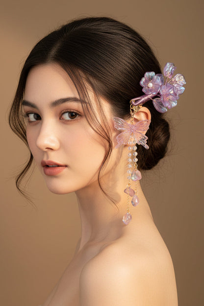Barrette à cheveux - Papillon irisé violet - HanWen Shop