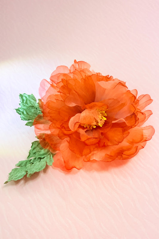 Barrette à cheveux - pivoine en soie - HanWen Shop
