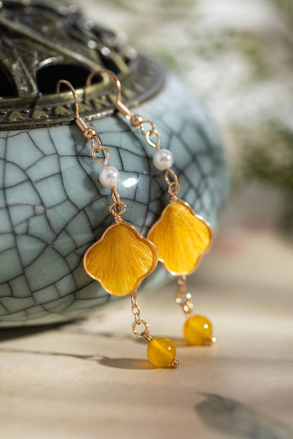 Boucles d'oreilles artisanales en velours de soie - Collection Patrimoine - HanWen Shop