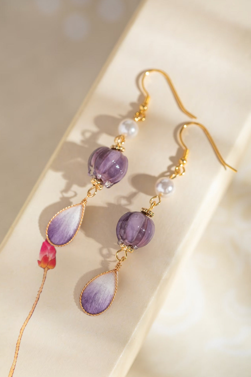 Boucles d'oreilles artisanales en velours de soie - Collection Patrimoine - HanWen Shop