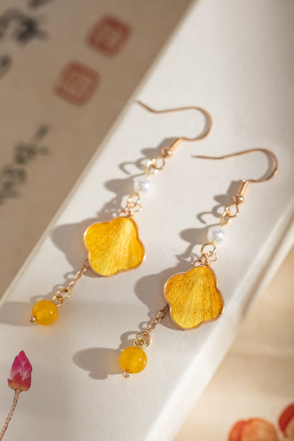 Boucles d'oreilles artisanales en velours de soie - Collection Patrimoine - HanWen Shop