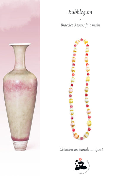 Bracelet 3 tours fait main - Bubblegum