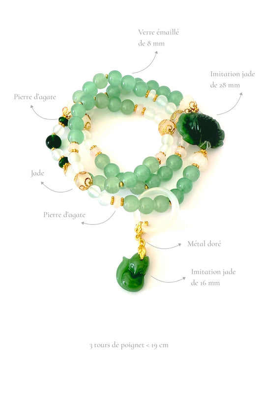 Bracelet 3 tours fait main - L’esprit vert