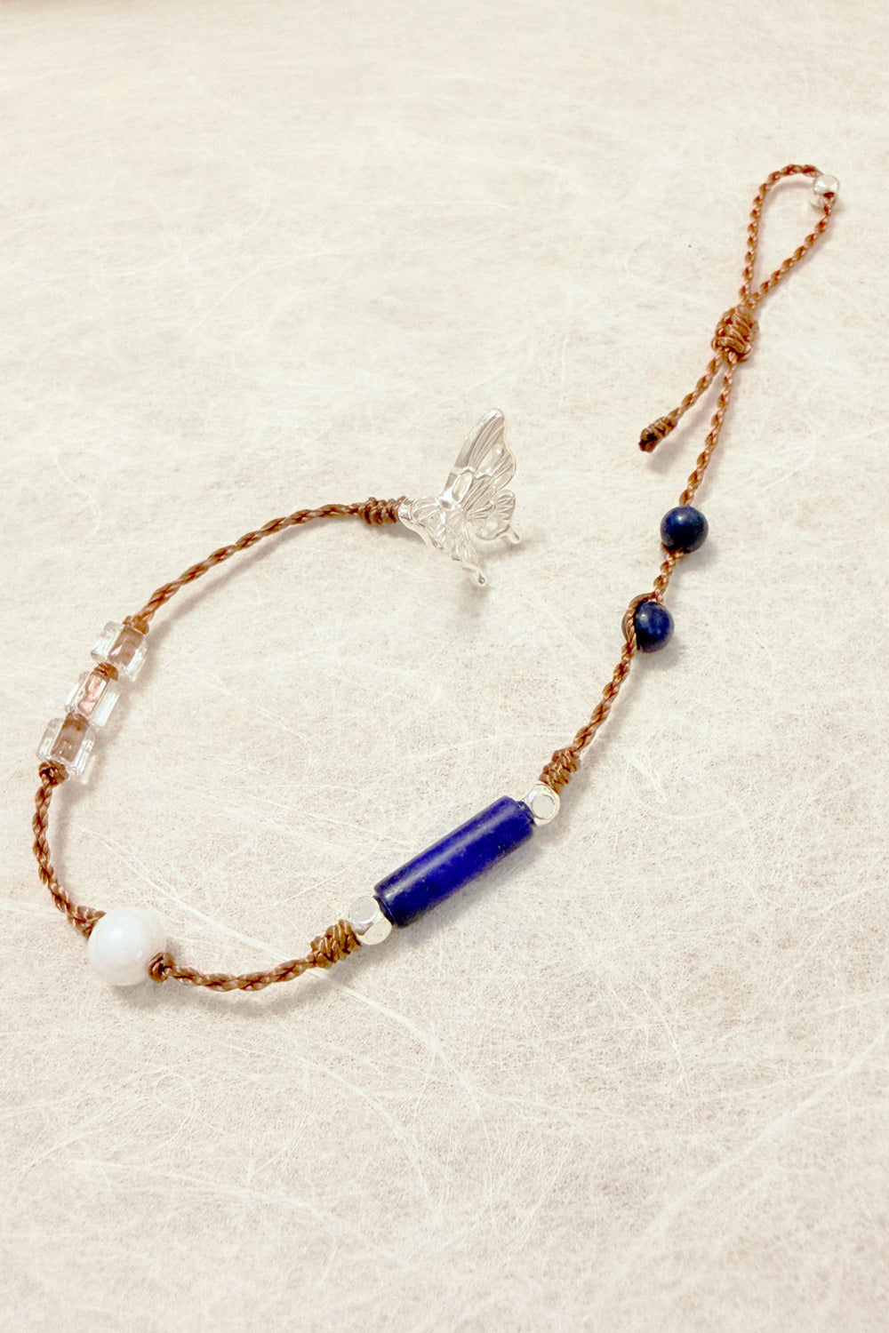 Bracelet cordon artisanal en pierre bleue - Brume bleue - HanWen Shop