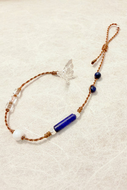 Bracelet cordon artisanal en pierre bleue - Brume bleue - HanWen Shop