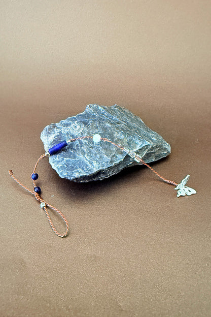 Bracelet cordon artisanal en pierre bleue - Brume bleue - HanWen Shop