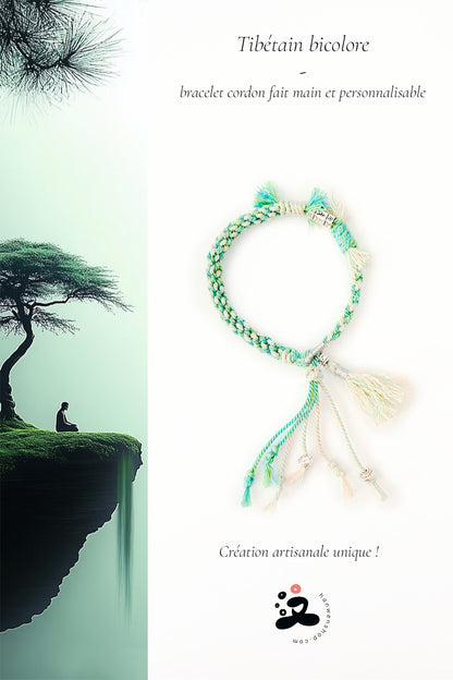 Bracelet cordon personnalisable - Tibétain bicolore - HanWen Shop