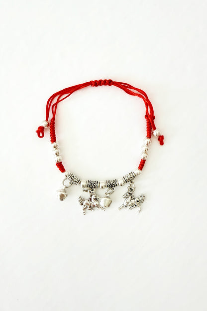 Bracelet cordon rouge - 12 signes du zodiaque - Cheval - HanWen Shop