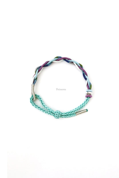 Bracelet tressé porte-bonheur fait main - aux couleurs des 12 signes du zodiaque - Poissons - Hanwen Shop