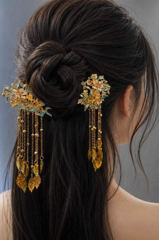 Broche Cheveux - Vagues d’azur à l’élégance Tang - HanWen Shop