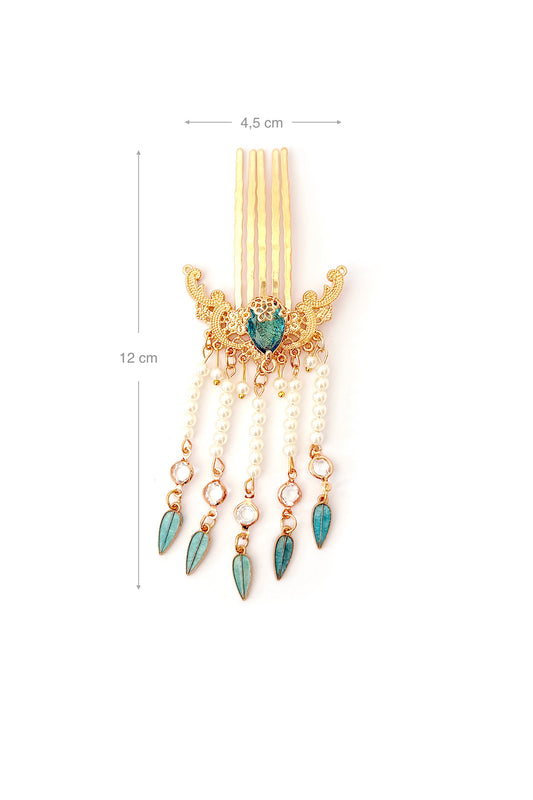 Broche Cheveux - Vagues d’azur à l’élégance Tang