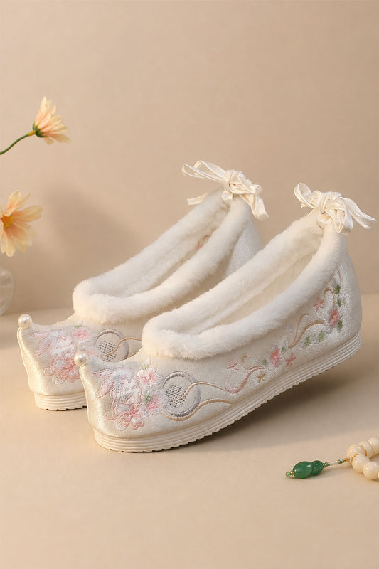 Chaussures brodées pour femme – Doublure polaire d'hiver - HanWen Shop