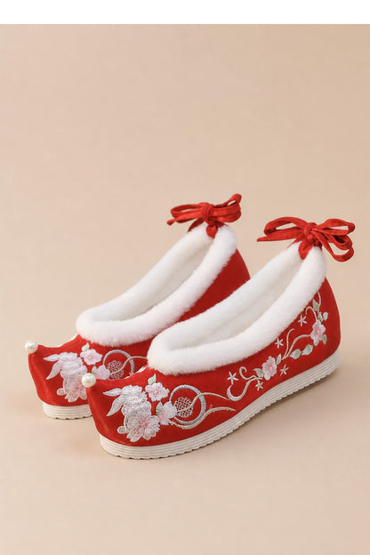 Chaussures brodées pour femme – Doublure polaire d'hiver - HanWen Shop
