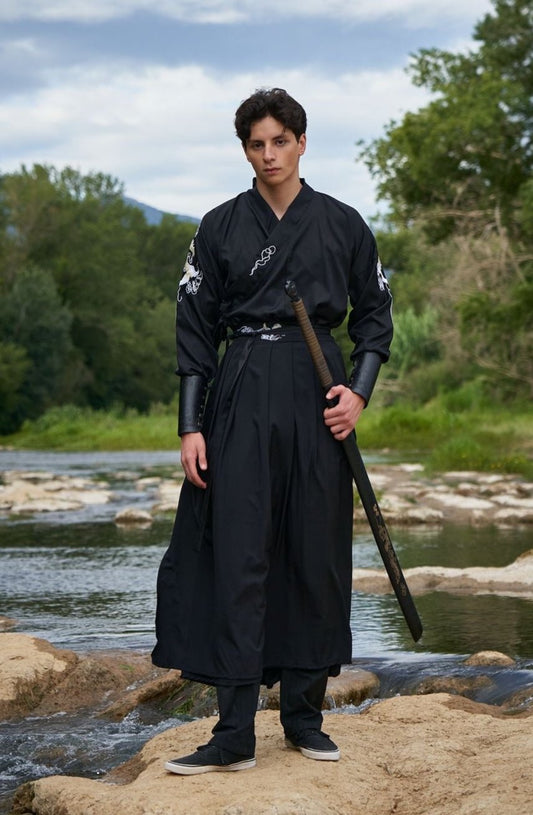 Chevalier Chinois Hanfu de la dynastie WeiJin 魏晋- Grue Xiangyun - HanWen Shop