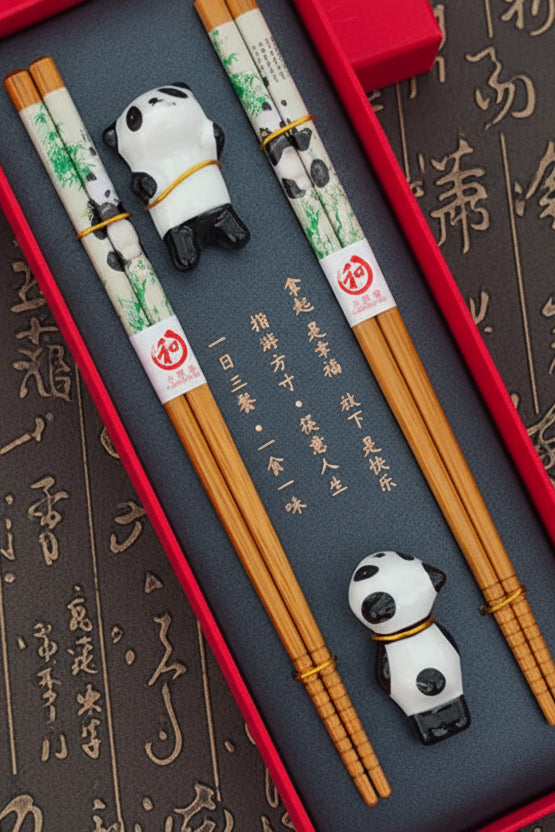 Coffret cadeau de baguettes chinoises – deux paires + deux repose-baguettes - HanWen Shop