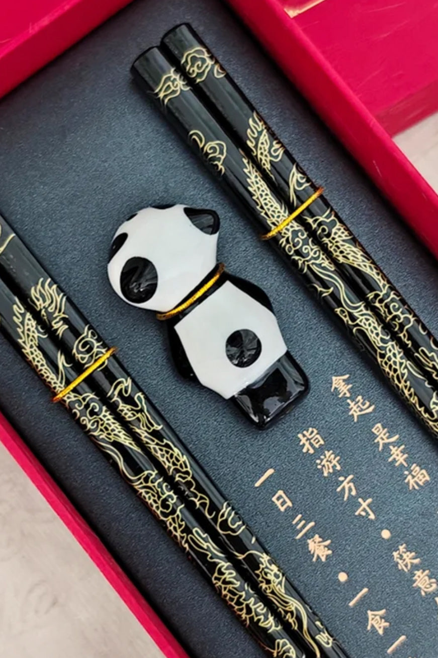 Coffret cadeau de baguettes chinoises – deux paires + deux repose-baguettes - HanWen Shop