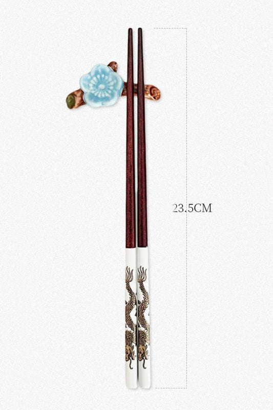 Coffret cadeau de baguettes chinoises – une paire + un repose-baguettes - HanWen Shop