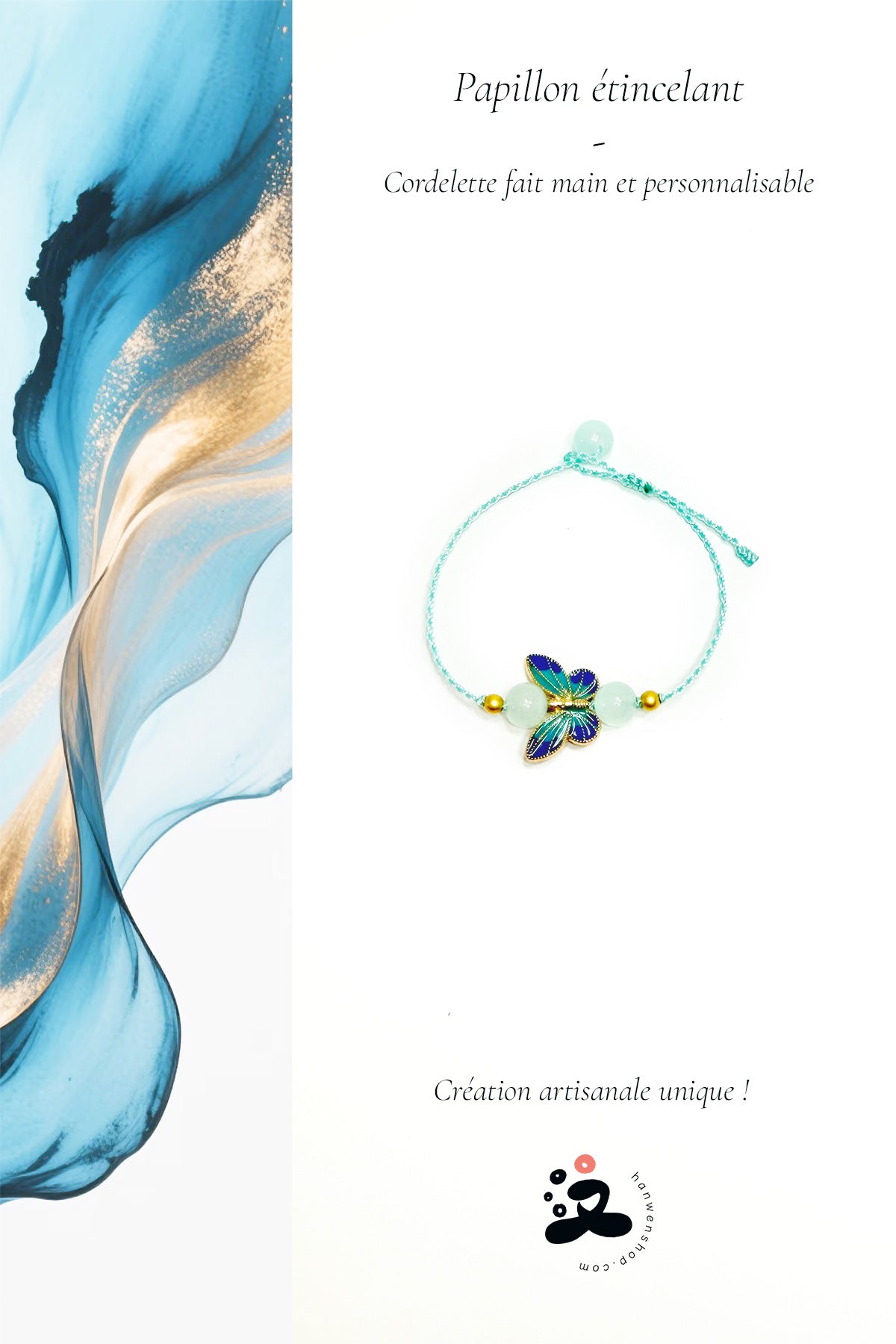 Cordelette personnalisable - Papillon étincelant