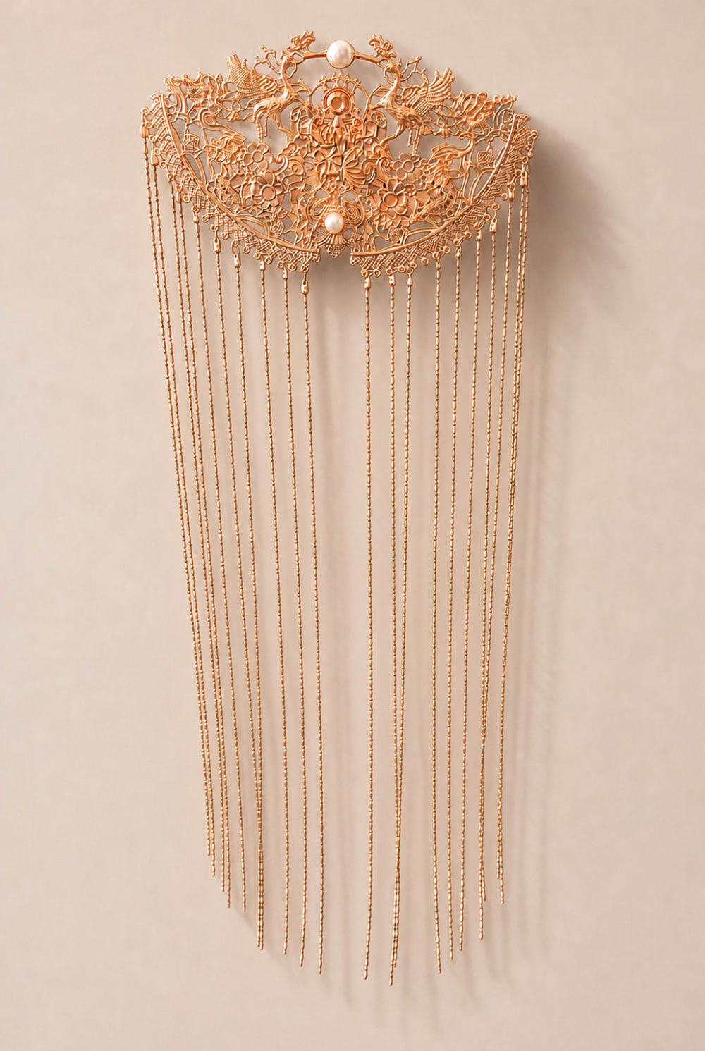 Couronne de Phoenix dorée avec Rideau de Visage - HanWen Shop