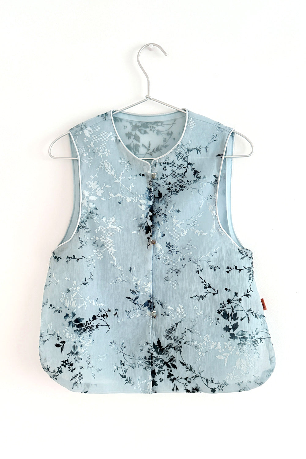 Débardeur bleu à col rond en jacquard floqué - HanWen Shop