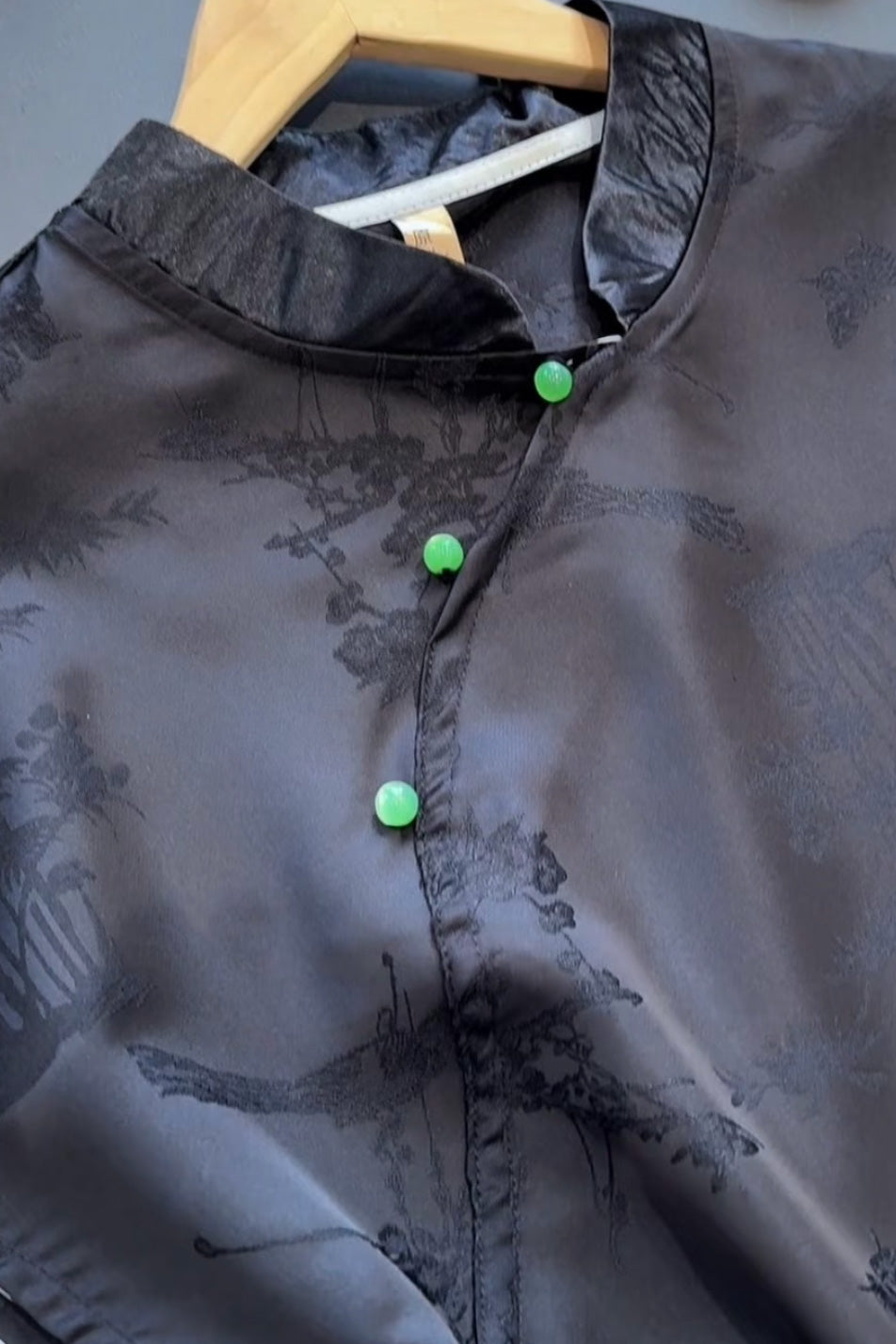Débardeur noir vintage à col inspiration qipao – Motifs imprimés - HanWen Shop