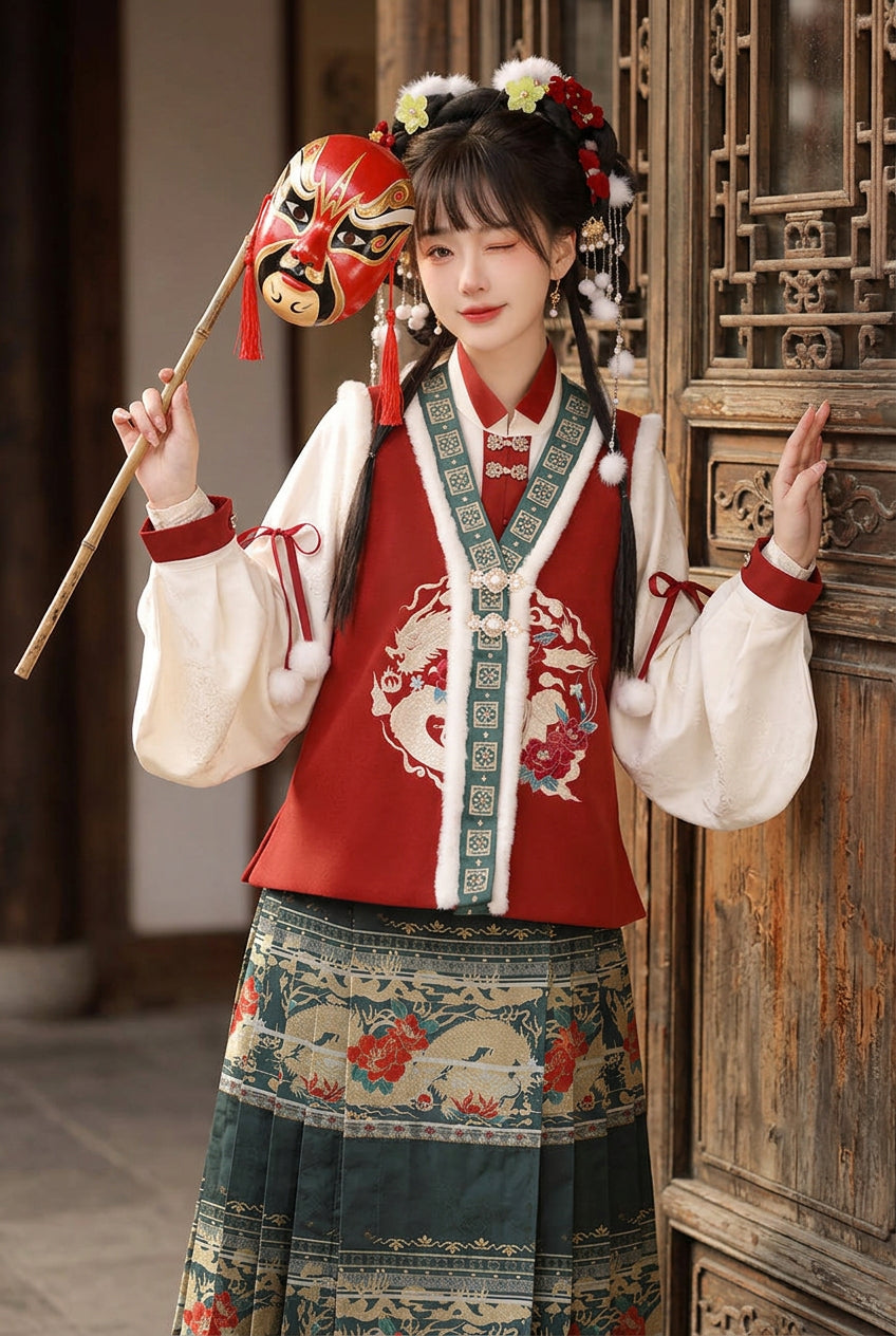 Ensemble Festif Hanfu Ming - Dragon de Bonne Fortune - HanWen Shop