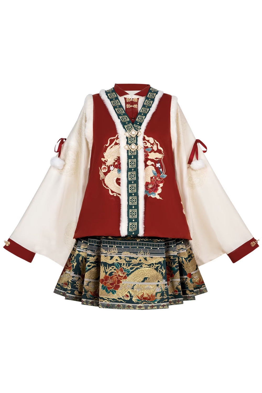 Ensemble Festif Hanfu Ming - Dragon de Bonne Fortune - HanWen Shop