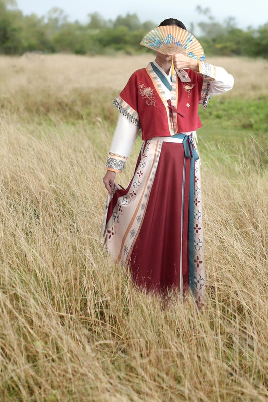 Ensemble Hanfu "Beizi" de la Dynastie Tang 唐 - Hong