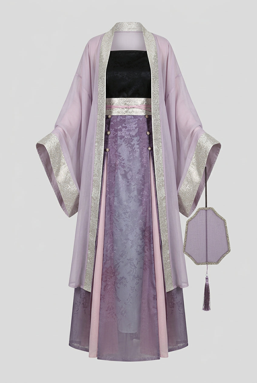 Ensemble Hanfu de la dynastie Song 宋 - Jupe à trois volants "Aura Purpurea"