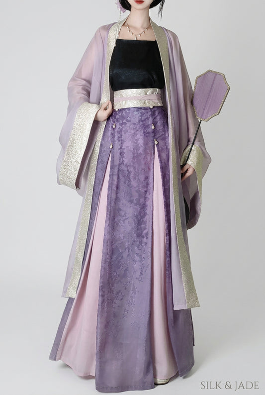 Ensemble Hanfu de la dynastie Song 宋 - Jupe à trois volants "Aura Purpurea"
