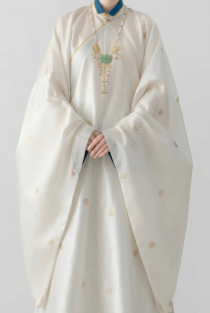 Ensemble Hanfu Style Ming - Blanc Perle & Vert Émeraude - HanWen Shop