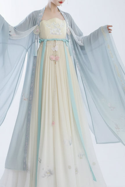 Ensemble Hanfu de la dynastie Tang 唐 - Robe "HeZi Qun" lotus - HanWen Shop