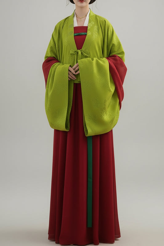 Ensemble Hanfu de la Dynastie Tang 唐 - Veste "Famen" et robe - HanWen Shop