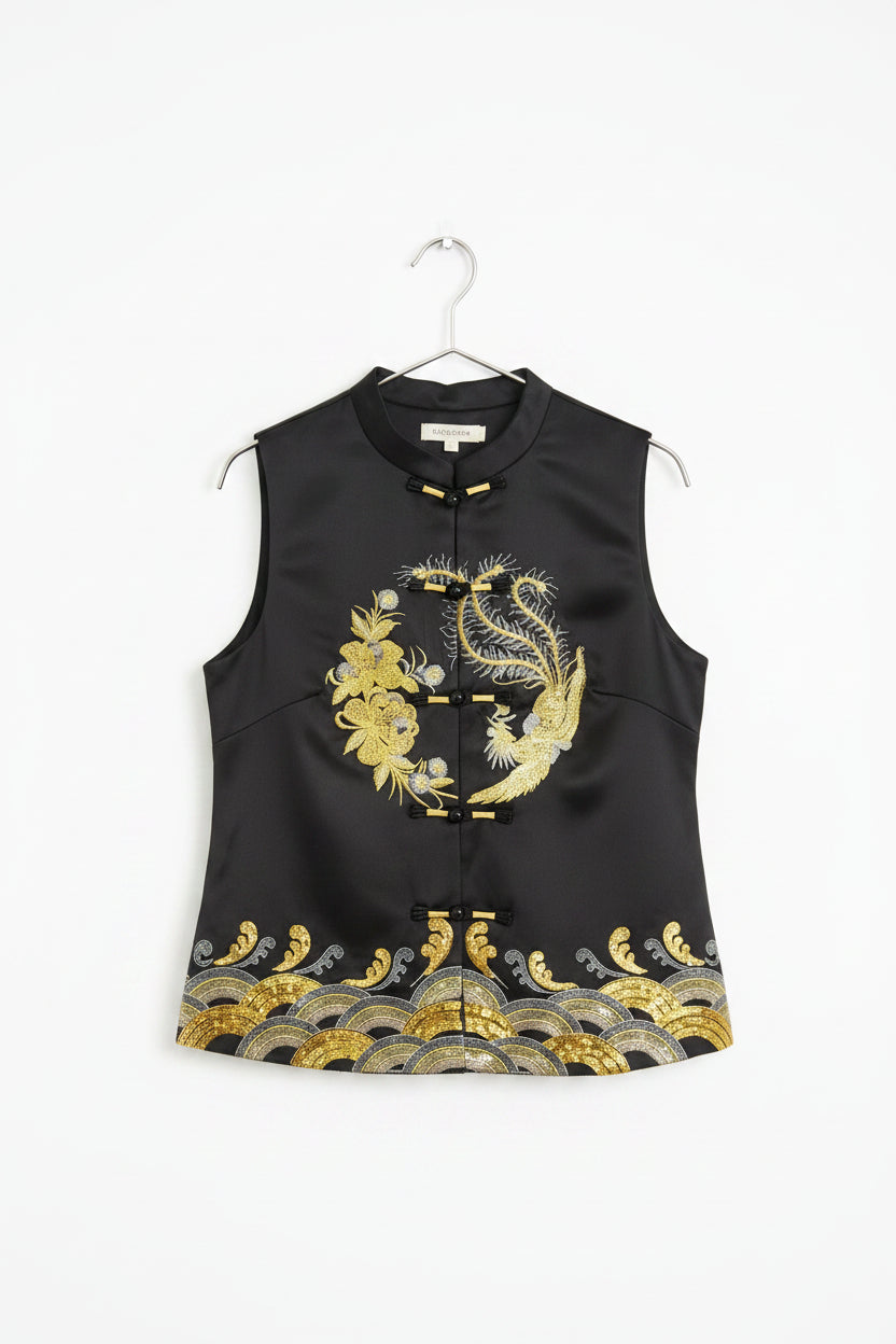 Gilet Chinois Brodé Haut de Gamme – Dragon & Phénix - Hanen Shop
