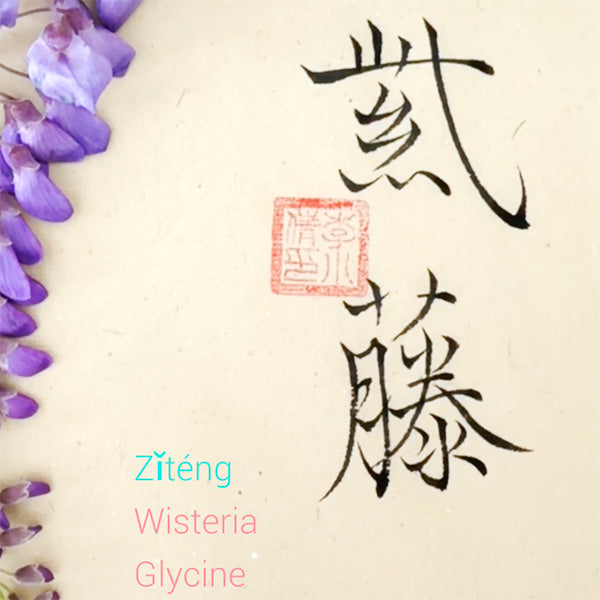 Fleurs et calligraphie chinoise