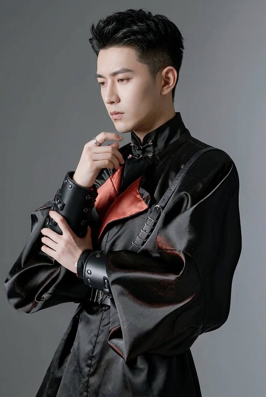 Hanfu de la dynastie Tang 唐 - Robe à col rond noire et bronze -HanWen Shop