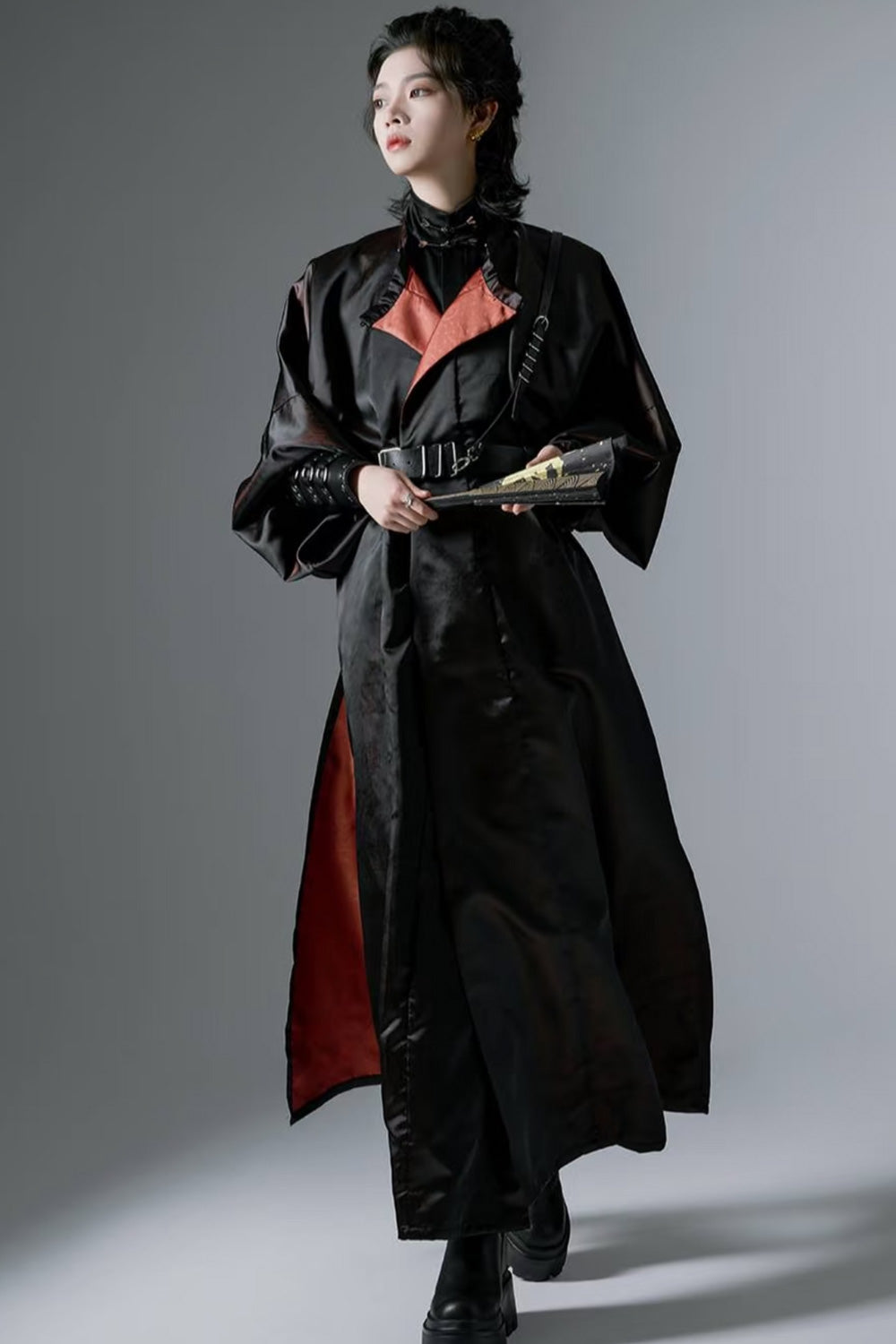 Hanfu de la dynastie Tang 唐 - Robe à col rond noire et bronze -HanWen Shop