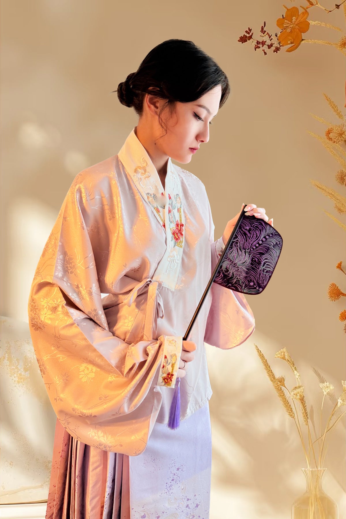 Hanfu de la dynastie Ming - Veste à col croisé et manches pipa - HanWen Shop
